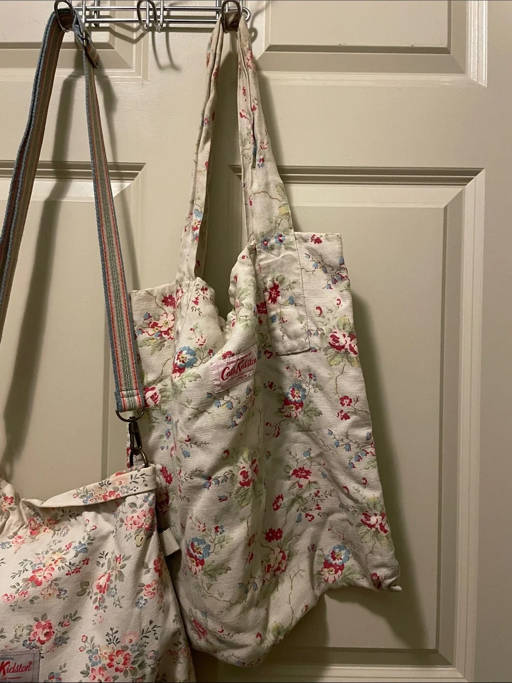 Cath Kidston Cream Floral Crossbody Tote Bag and bonus medium tote bag